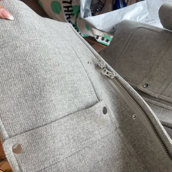 J Crew Statiun Cloth Gray Hooded Women's Coat Italian Wool - Picture 5 of 12